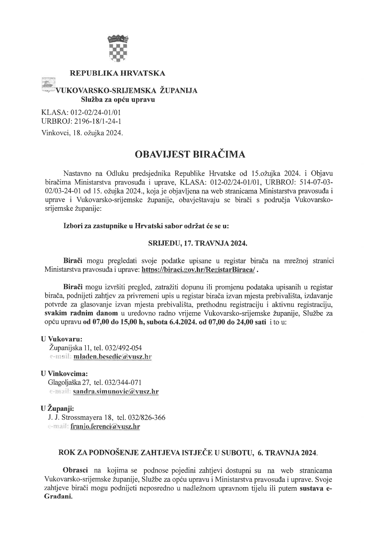 1. OBAVIEJST BIRACIMA page 0001