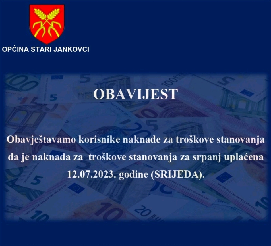 OBAVIJEST TROŠKOVI STANOVANJA