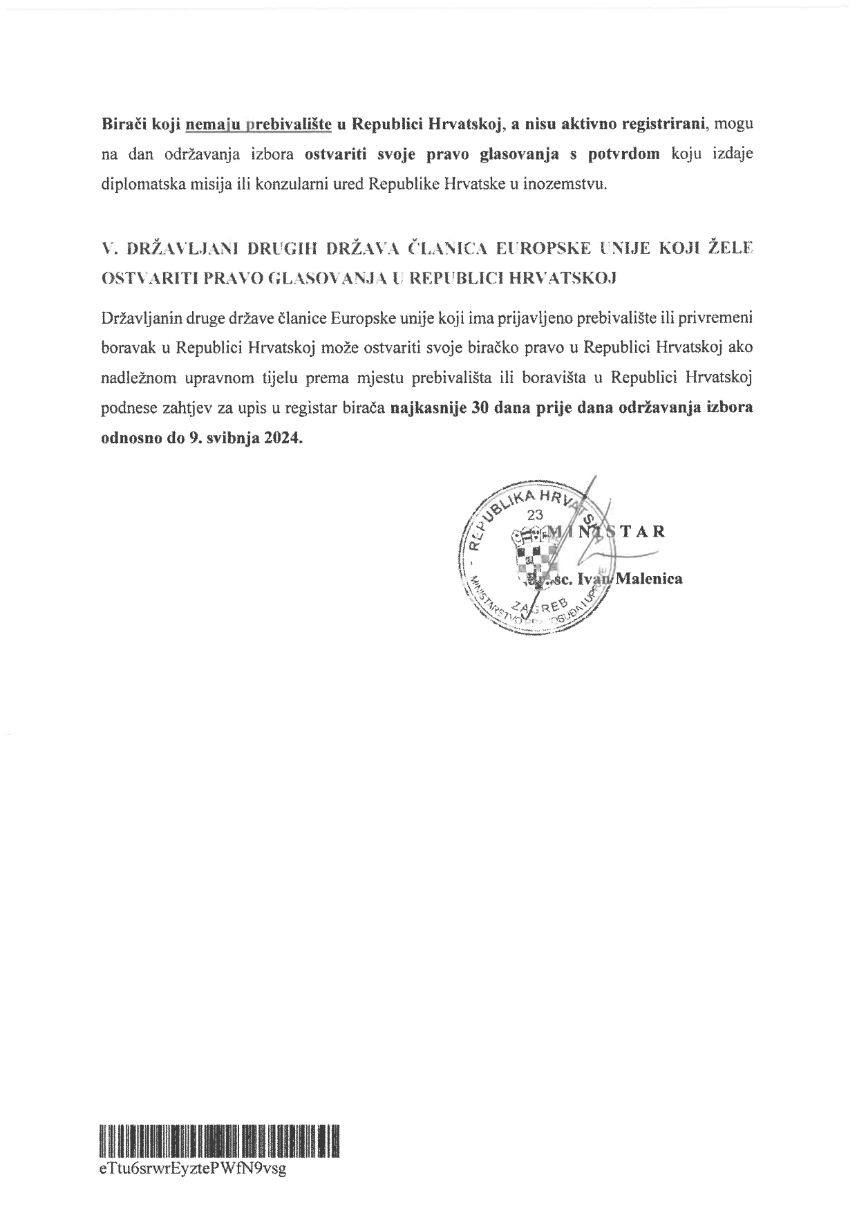 OBJAVA BIRAČIMA IZBORI ZA ČLANOVE EU PARLAMENTA page 0004