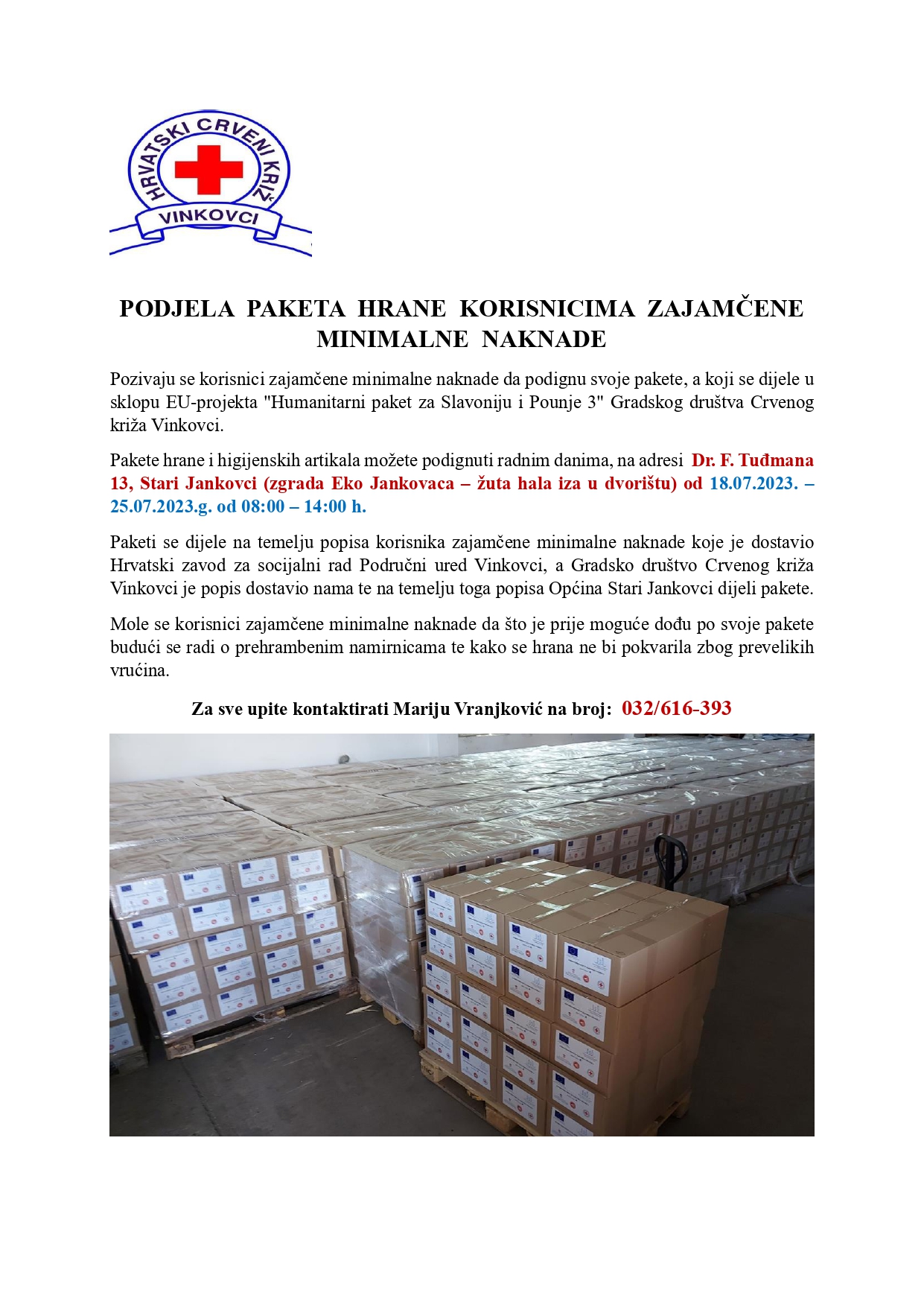 PODJELA PAKETA HRANE KORISNICIMA ZAJAMČENE MINIMALNE NAKNADE page 0001